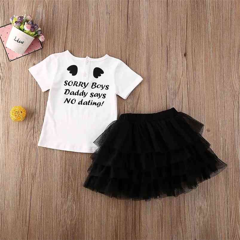 

Summer Infant Rompers Clothes Short-sleeve T-Shirt Mesh Black Solid Skirt Baby Girls Costume 1-6T 210629, White
