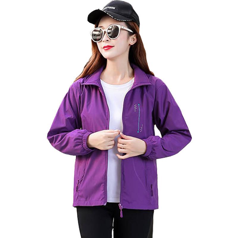 

Women's Jackets 2022 Spring Causal Windbreaker Women Basic Coats Zipper Lightweight Bomber Famale Coat Plus Size, Purple