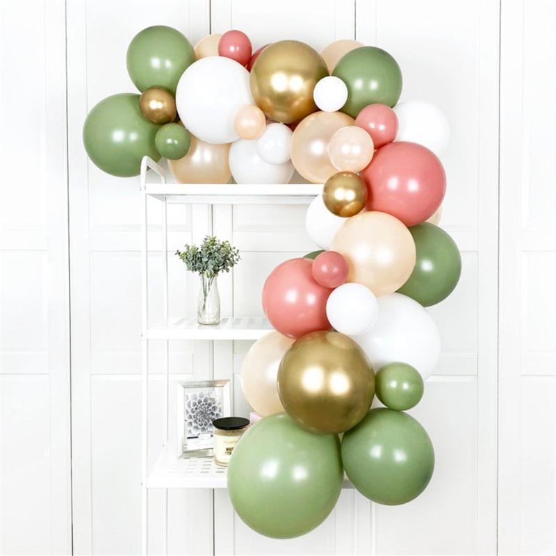 

10pcs Retro Green&Pink Latex Balloons 18/10/5 Inch Wedding Birthday Balloons Arch Decoration Globos Party Supplies