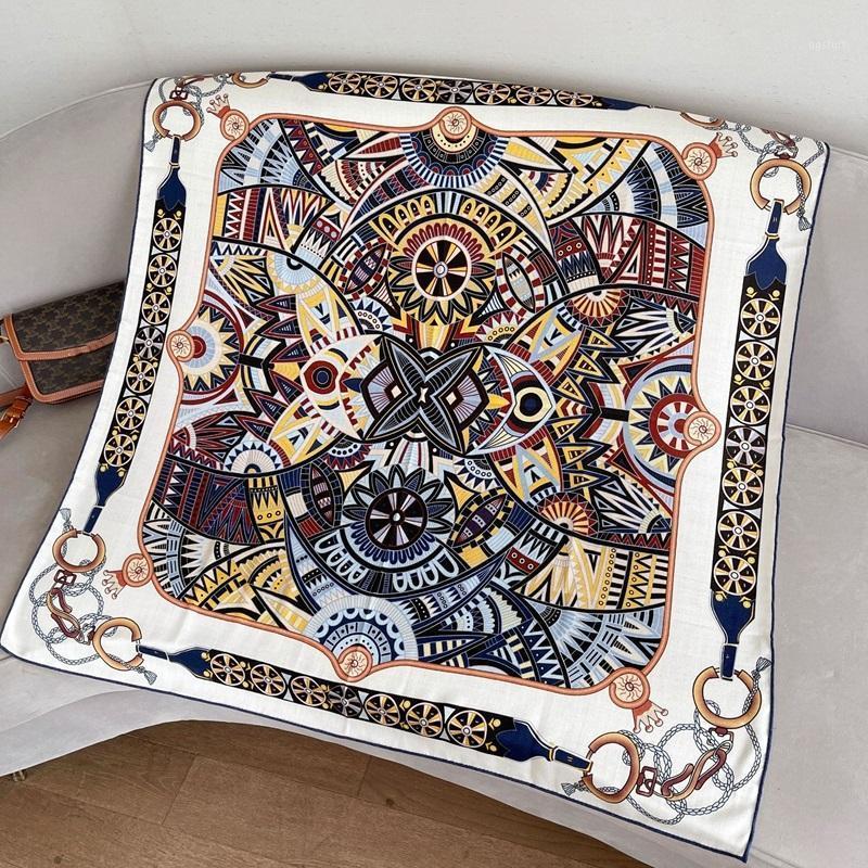 

Scarves 42" Large Square Silk Cashmere Scarf Shawl Fashion Print Women Winter Warm Wraps Foulard Top Grade Type, Blue;gray