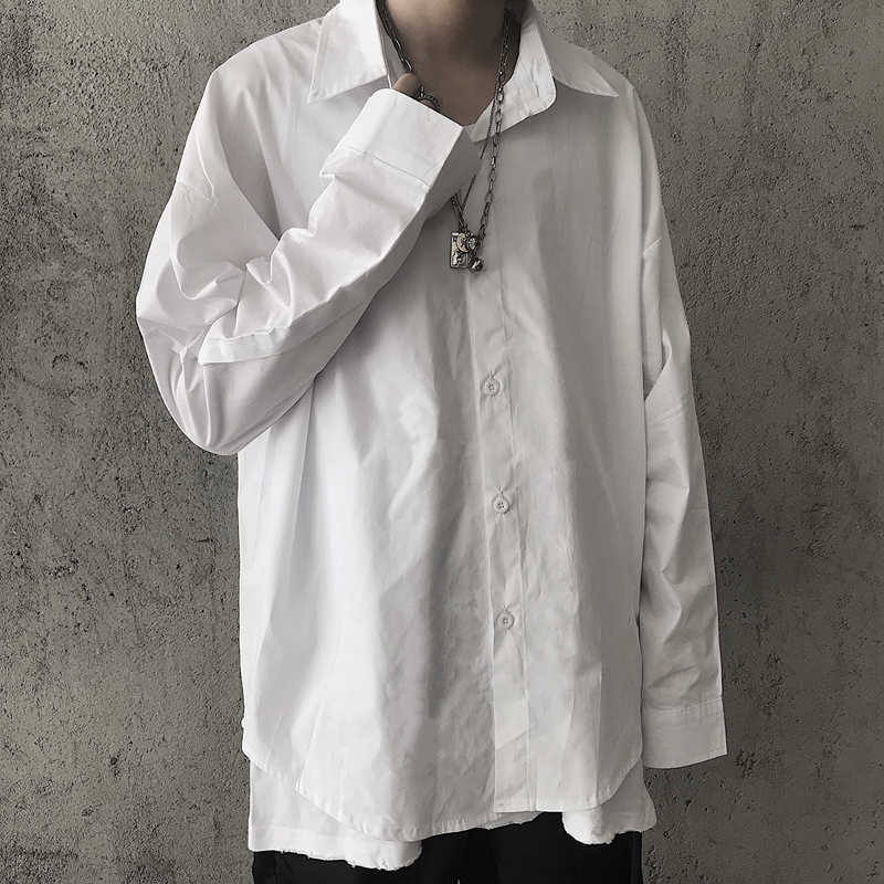 

Shirt Autumn Solid Retro All Match Work Clothes Full Loose BF Turn Down Collar Top Fashion Blouse Women 210615, Black