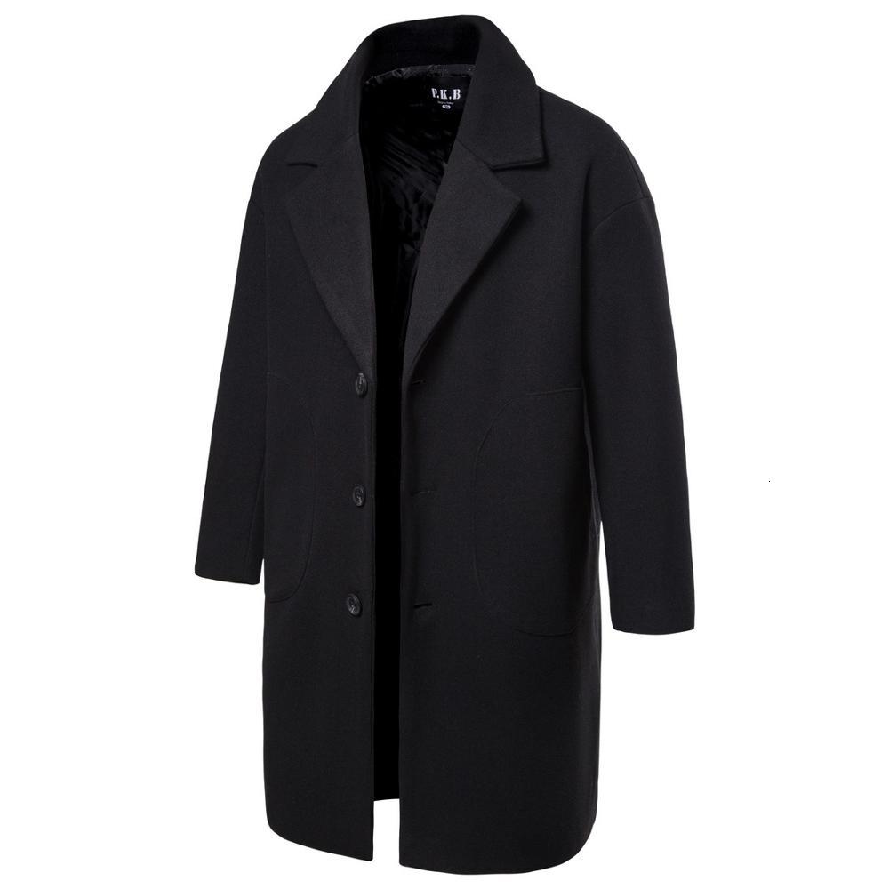 

2021 New Men Warm Business Overcoat Mens Stylish Woolen Jacket Parka Rick, Black