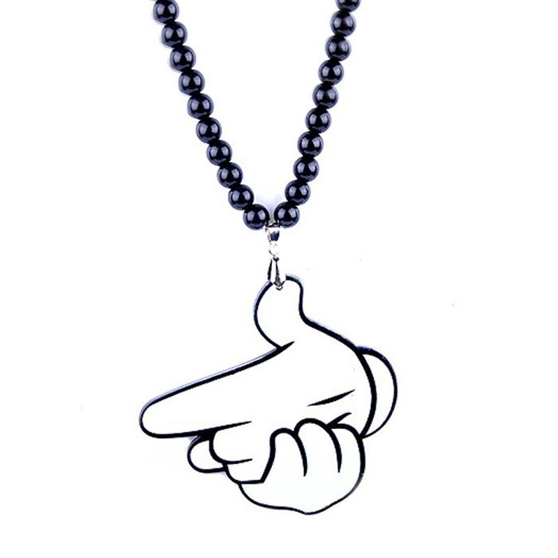 

Pendant Necklaces Hip Hop Shooting Gesture Necklace For Men Rock Style Beads Long Chain Costume Jewelry Boyfriend Party Gift