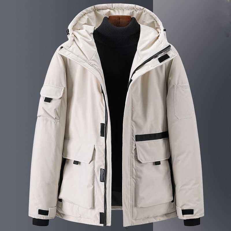 

off season down jacket men's winter new thickened leisure canadian style outdoor work clothes couple fashion youth white, Black