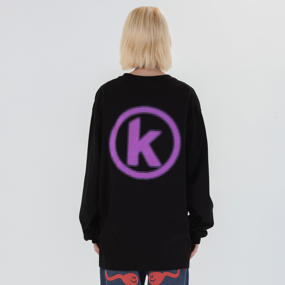 

2021 New Reflective k Print Long Sleeve Tshirts Autumn Hip Hop Tees Shirts Streetwear Loose T-shirts Men Tops White Black 2tq0