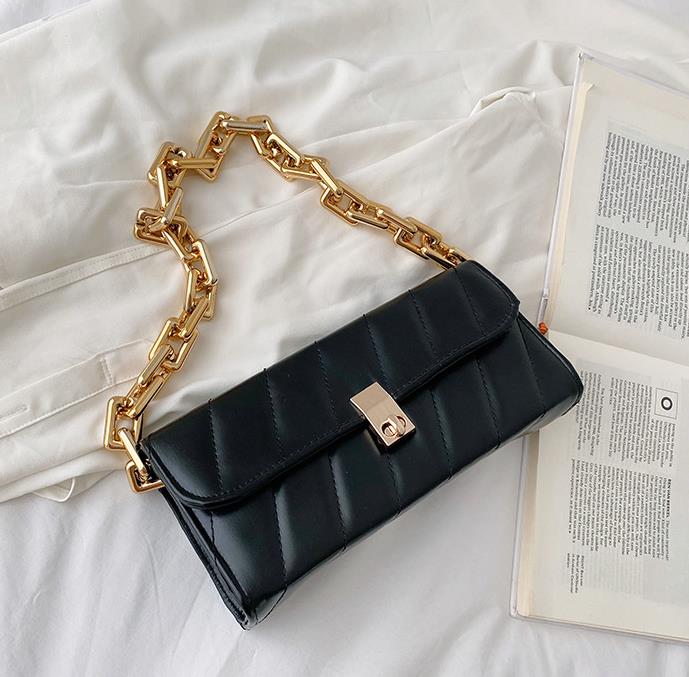 

Western Style Female Bag 2021 New Trendy Chain Small Bag All-Match Texture One-Shoulder Armpit Bag, Blue