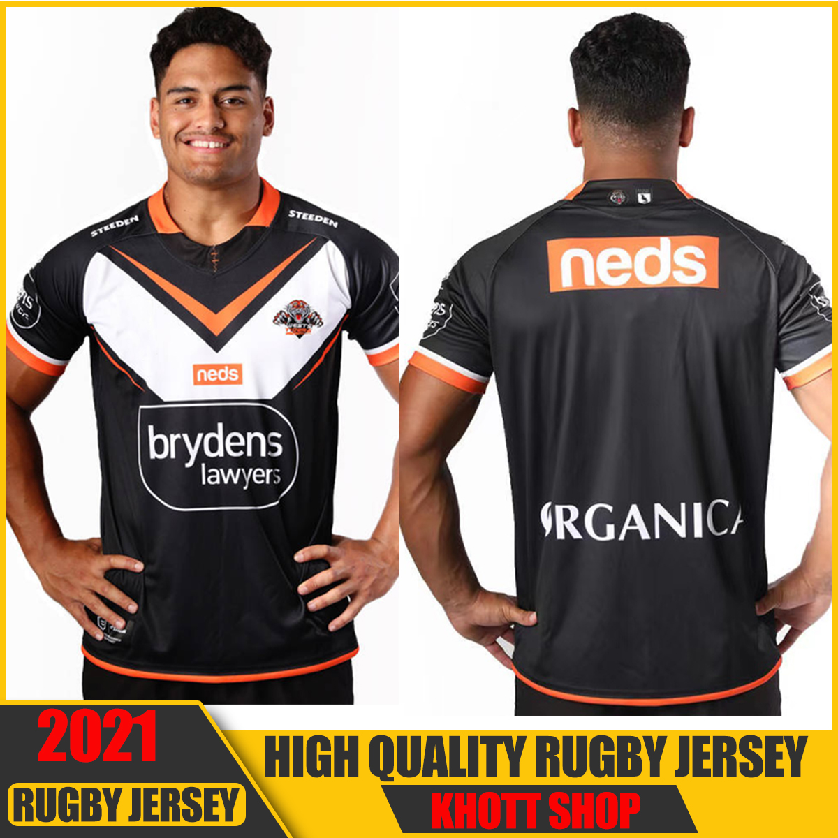 

2021 WESTS TIGERS RUGBY HOME JERSEY Size:S-5XLThe quality is perfect., Black;gray