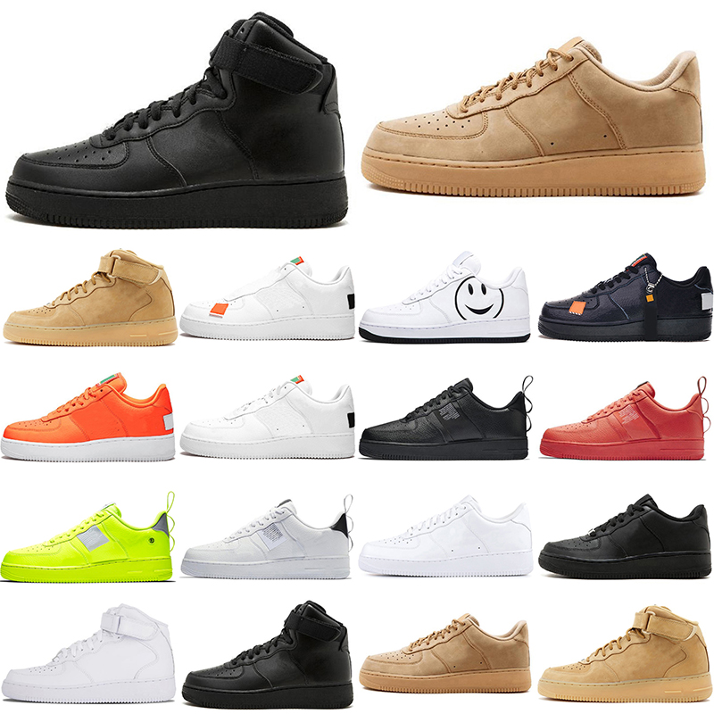 

Original classic running shoes White Black Low High Wheat Color Have a day Just Orange Utility Volt trainers outdoors Sports Gym shoe Breathable Light Flat Cool, White low