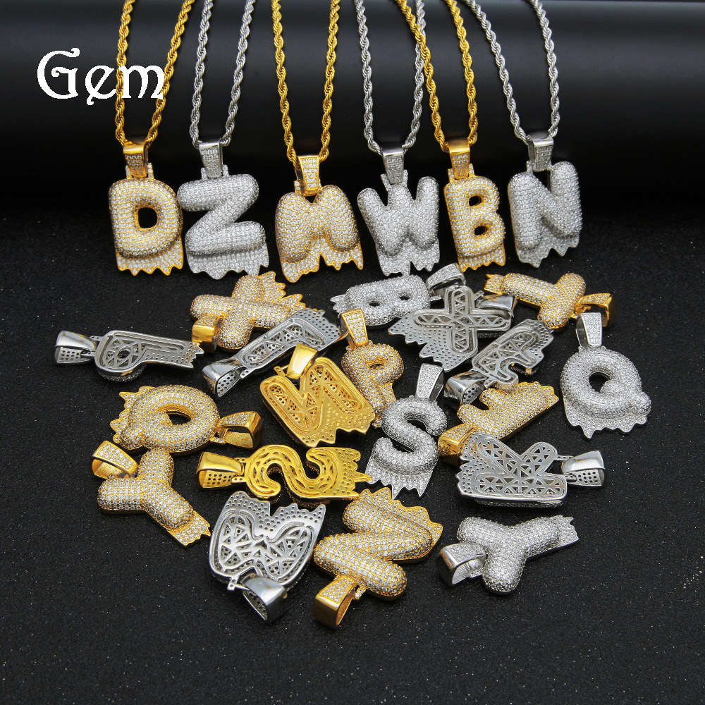 

Hip hop lava letter pendant water drop zircon letter Pendant 26letters