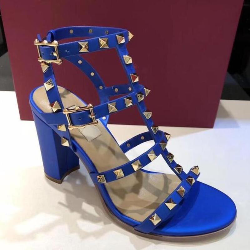 

Sandals Arrival 2022 Rivet Shoes High Heels 6cm Womens Heel Brand Sexy Open Toe With V Size 35-42, 16