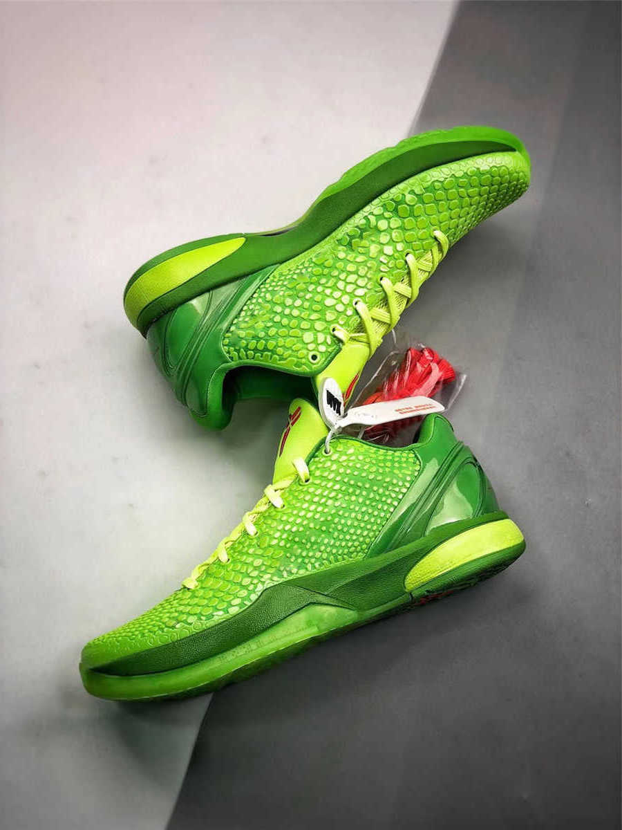

Top Released Authentic Christmas 6 Protro Grinch Mamba Green Apple/Volt-Crimson-Black Man Outdoor Shoes Sports Sneakers With Original, Bubble wrap packaging