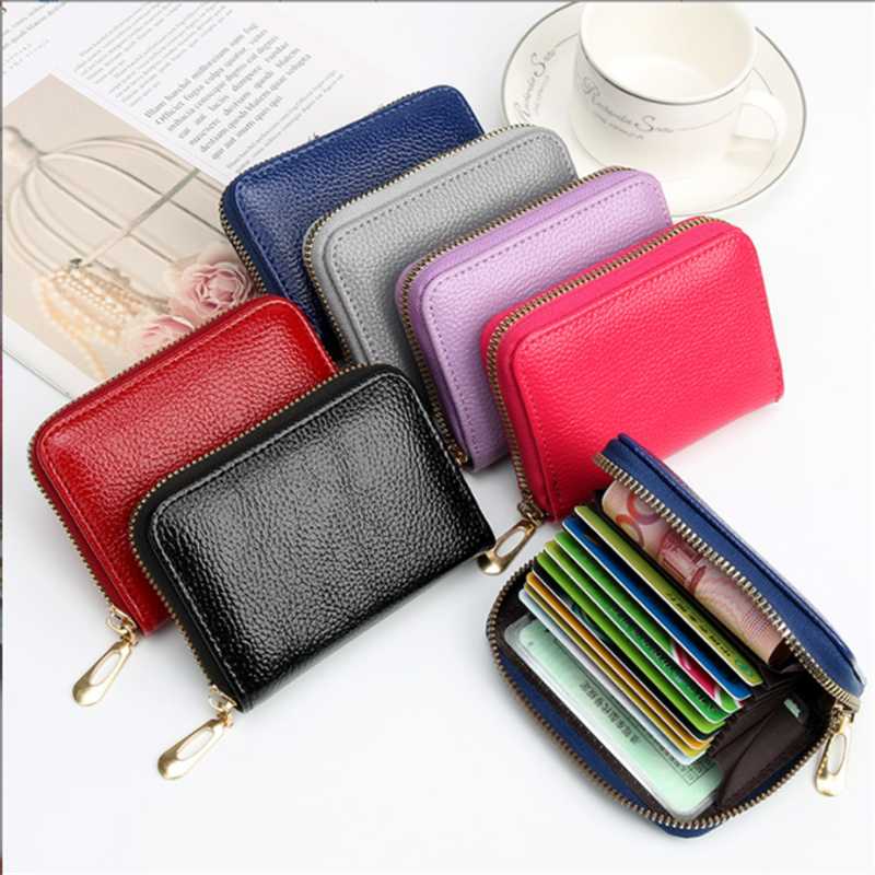 

Card Holders Fashion Organ Case RFID Anti-theft Lady Holder Purse Men Multifunctional Zipper Small Short Wallet, Black