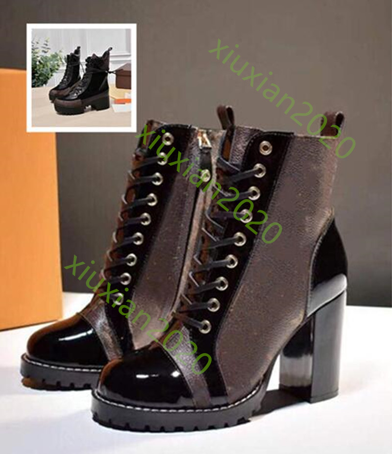 

2021 latest women's designer boots Martin Desert boo ts s Flamingo Love Arrow Medal 100% genuine leather thick winter shoes high heel size 35-42 plus frame