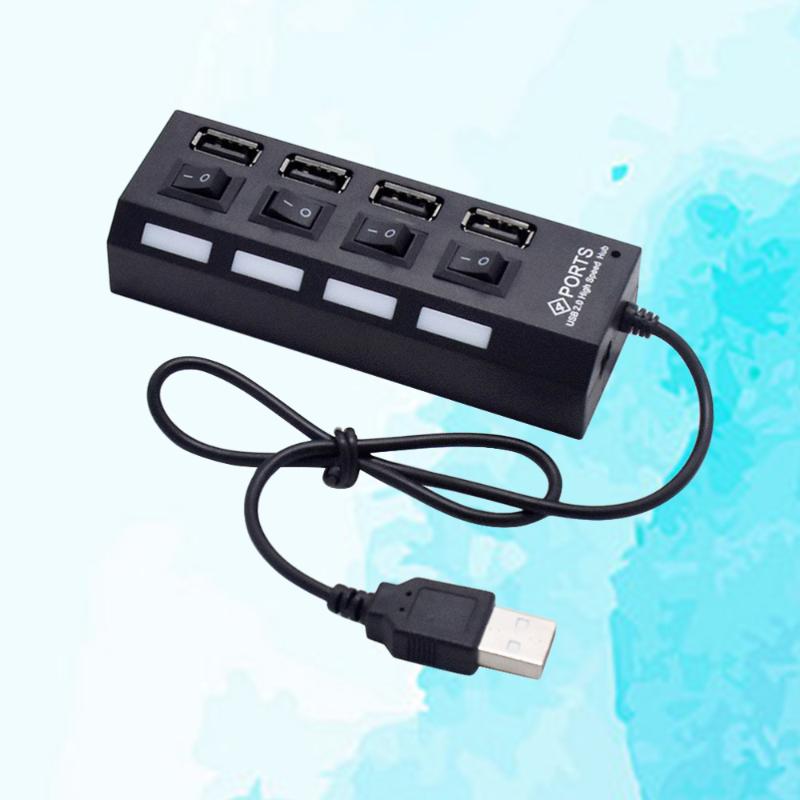 

USB HUB 4 Sockets Independent Switch USB 2.0 Divider(Black