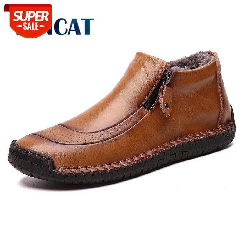 

Fashion Men Boots High Quality Split Leather Ankle Snow Boots Warm Fur Men's shoes Plush Winter Autumn Driving Shoes Big size 48 #ra3i