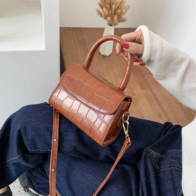 

Mini Stone Pattern Designer PU Leather Crossbody Bags for Women 2021 Female Fashion Totes Shoulder Handbags and Purses, Beige