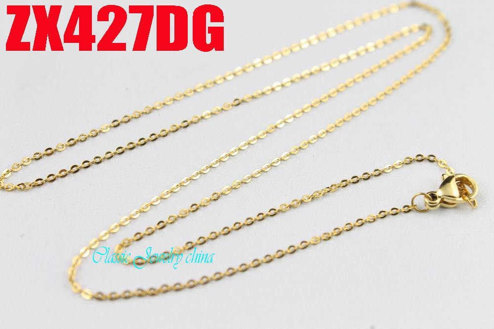 

golden color 1.2mm cross thin chain stainless steel fashion women jewelry, small necklace 20pcs ZX427DG