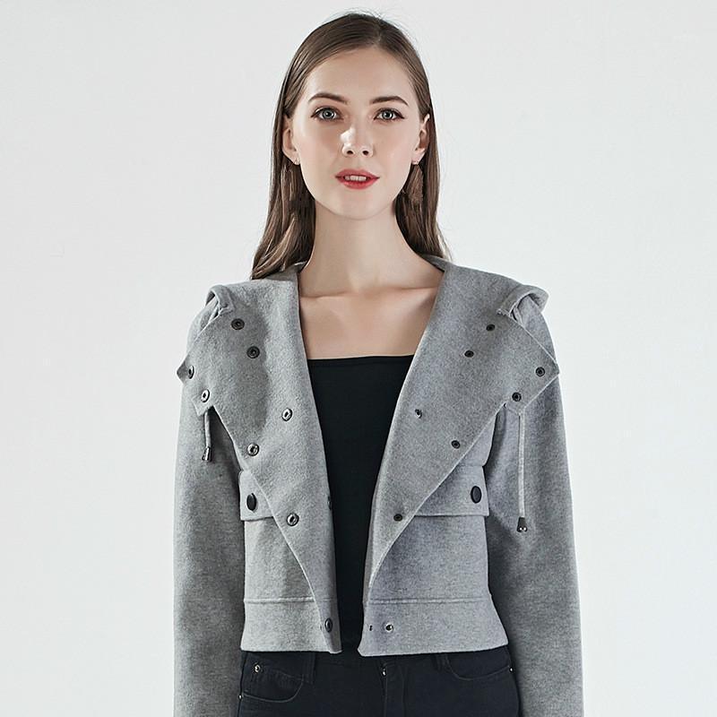 

Women's Jackets Spring Tops Jacket Girls Long Sleeve Hooded Women Short Knitted Cardigan Fashion Korean Sweet Cute Knitwear Female Coat, Black