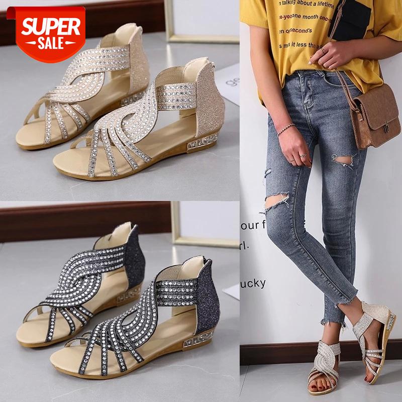 

Sandals Shoes Summer Style 2021 Ladies Wedges High Heels Slip Fashion Shoes Women #K652, Black