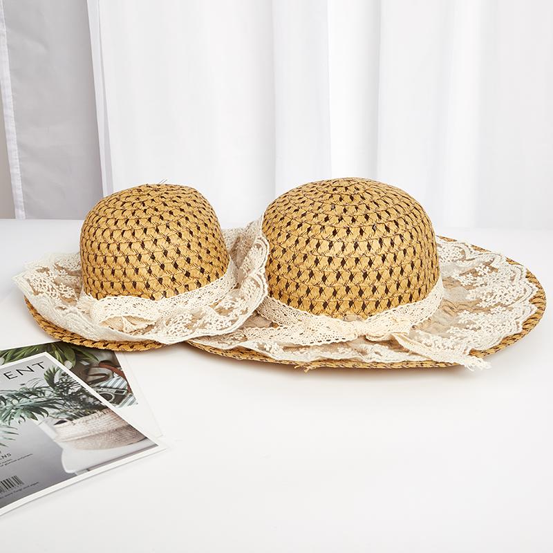 

Wide Brim Hats 1pc Women Lace Sun For Straw Beach Side Cap Floppy Female Hat Summer, As pic