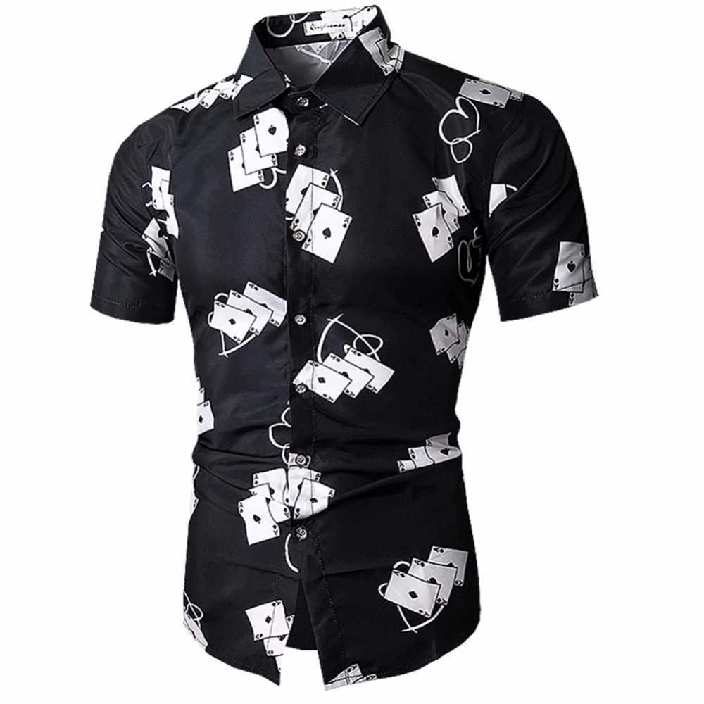 

Mens Hawaiian Shirt Male Casual camisa masculina Printed Beach Shirts Short Sleeve brand clothing Asian Size 210721, Black