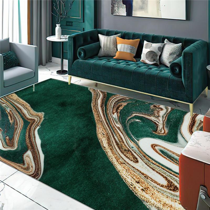 

Carpets Luxury Marble Green Rug For Living Room Large Size Carpet Bedroom Decor Aesthetic Modern Floor Mats Washable Non-slip Customize
