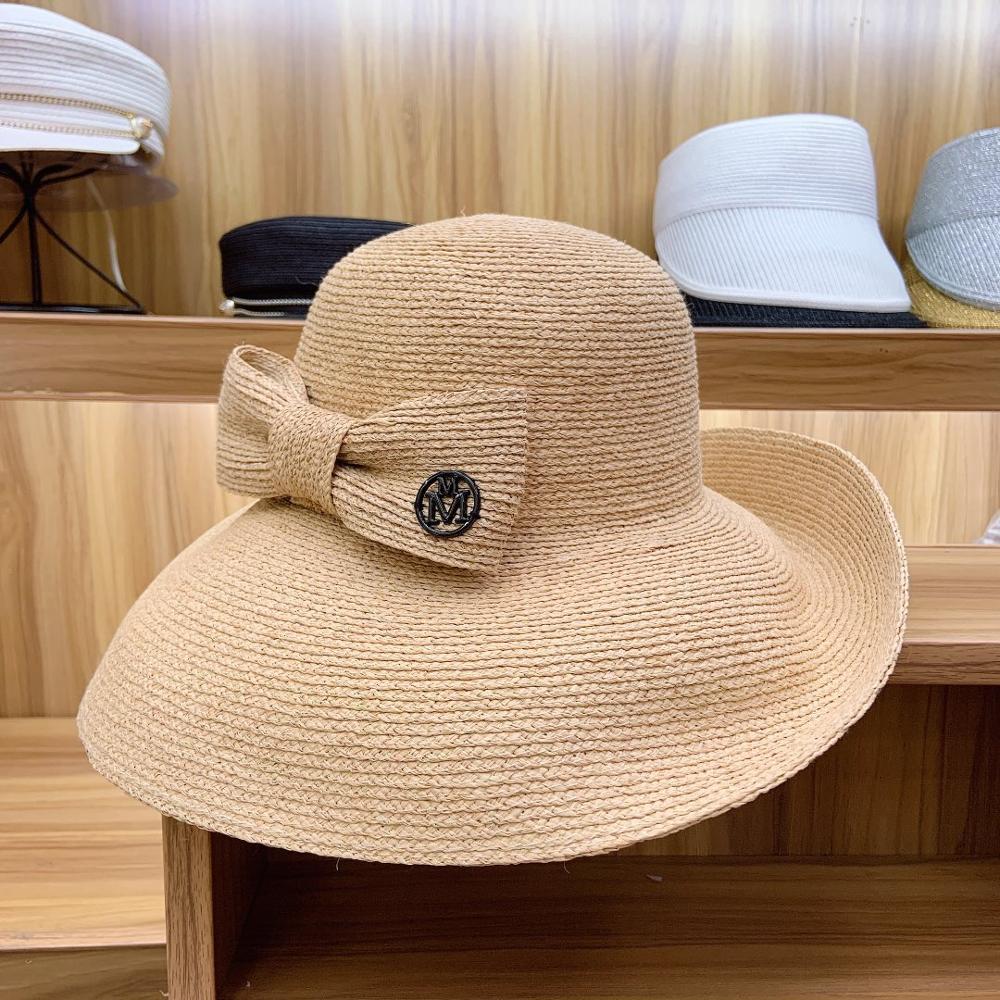 

2021 New Classical Women Sun Wide Brim Upf 50 Natural Raffia Kuntucky Derby Summer Foldable Roll Up Floppy Straw Beach Hat 6c1n