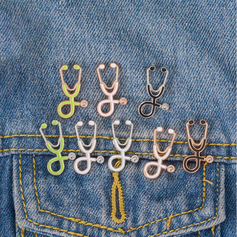 

Hot Nurse Doctor Stethoscope Enamel Brooch Pins Creative Lapel Brooches badge For women Men Girl Boy Fashion Jewelry Gift