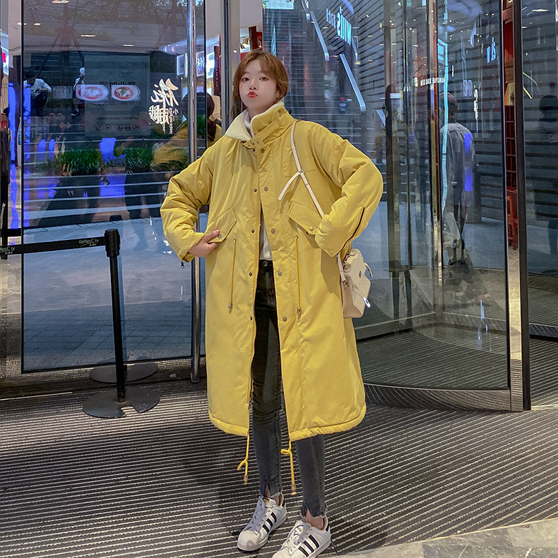 

2021 New Causal Long Jackets for Woman Wool Liner Ladies Coats with Pockets Solid Collar Stand Korean Style Oversized Female Parkas U1rs, Black