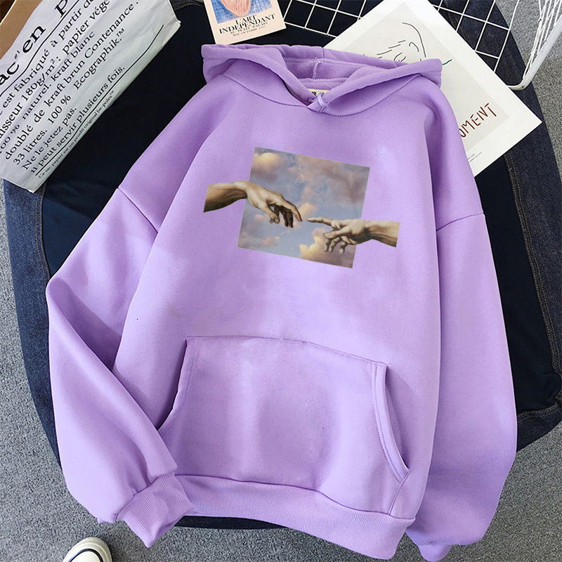 

2021 New Hands Print Oversized Womens Hoodie Kawaii Streetwear Sweatshirts Women Hooded Simple Pullovers Style Warm 004m