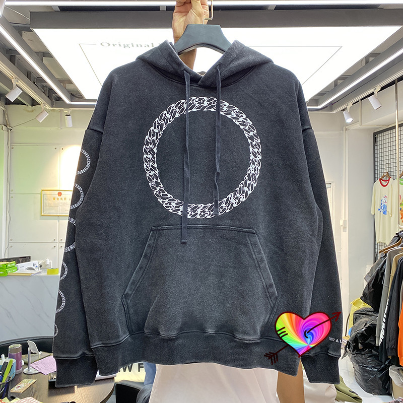 

Washed Hoodies 2021FW Men Women High Street Hoodie Slighly Oversize Pullovers Sweatshirts, Black
