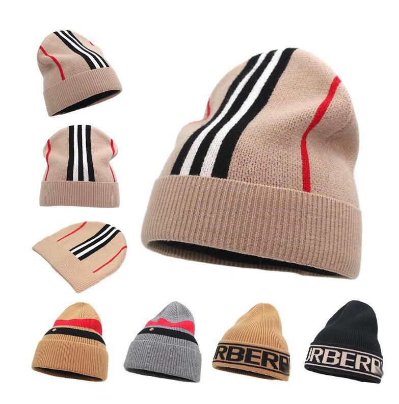 

Fashion Big Girls Boys Letters Printed Knitted Hats Men And Women Autumn Winter Keep Warm Ear Protection Wool Hat Stripe Street Outdoor Caps, Black