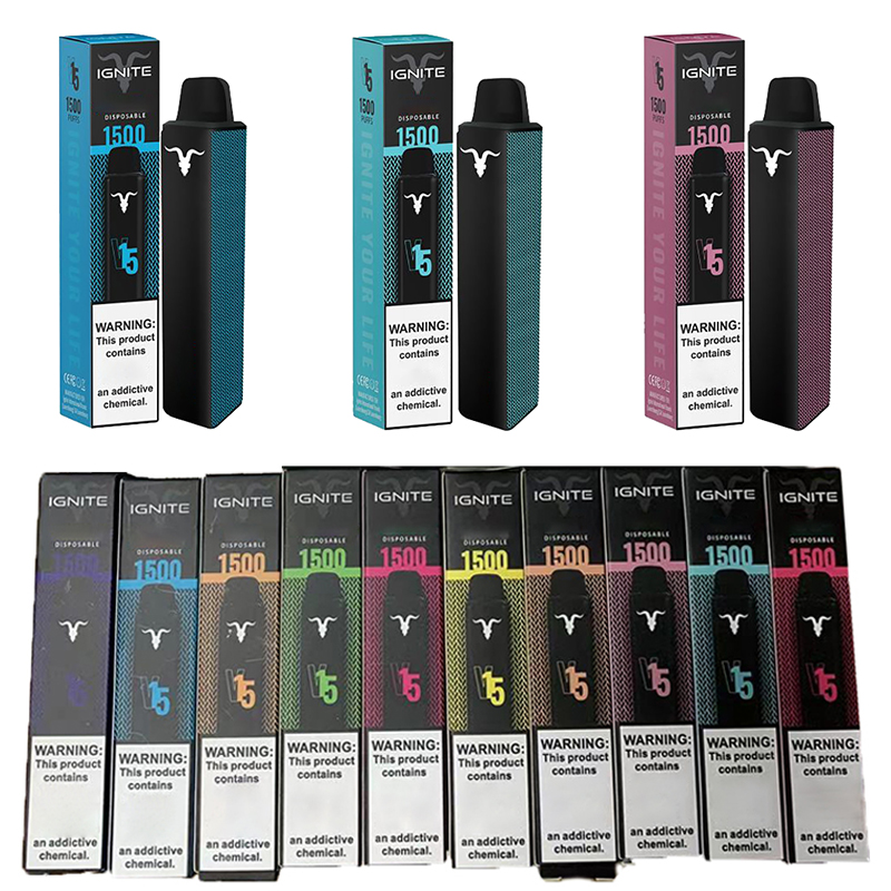 

IGNITE V15 Disposable E cigarettes 1500 Puffs Vape Pen 5.1ml Pre-Filled Pods Cartridges Vaporizers 850mAh Battery Vapor max air bar bang xxl