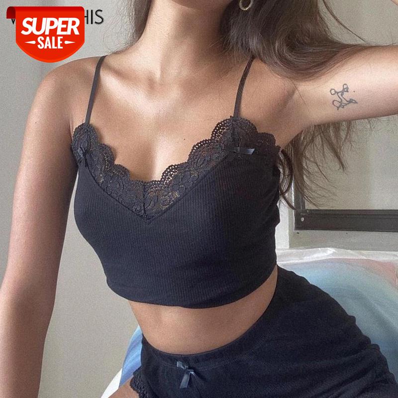 

WannaThis Lace up Camisole Women Black V-Neck Sexy Cropped Top Women Crop Top Sleeveless Tank Summer Casual Backless Lace #Go0r, White