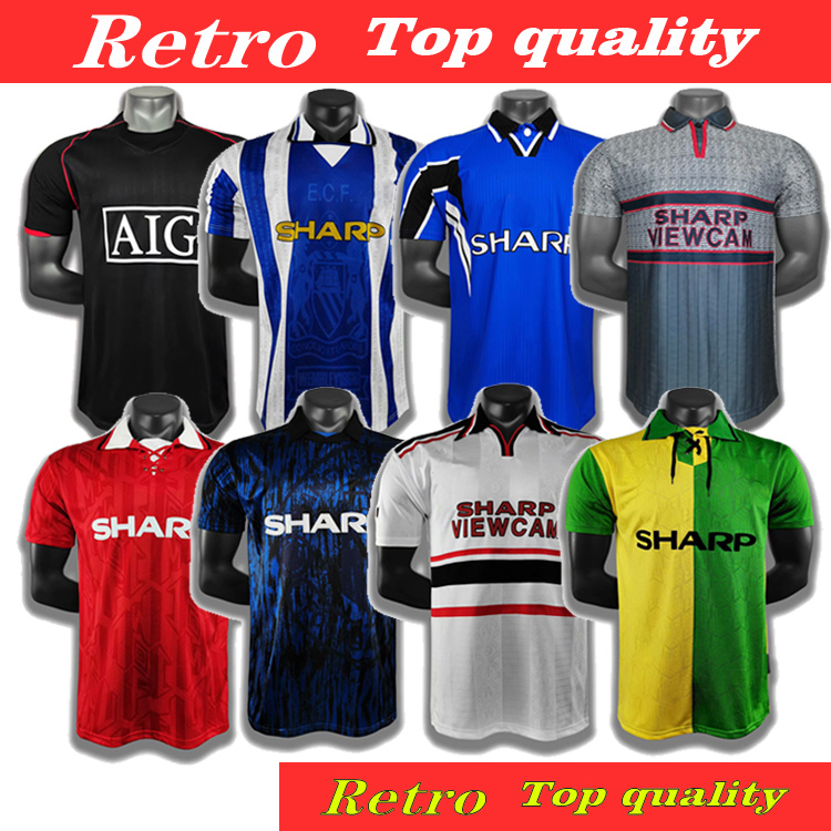 

Retro 90 94 United Home away soccer jerseys Manchester SCHOLES 88 93 91 86 85 84 92 96 83 Giggs Beckham RONALDO CANTONA Football Shirts, Black;yellow
