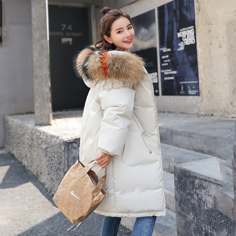 

2021 New High Quality Winter Jacket Women Hooded with Fur Collar Warm Thicken Female Cotton Padded Long Ladies Coat Pp192 B90f, Black