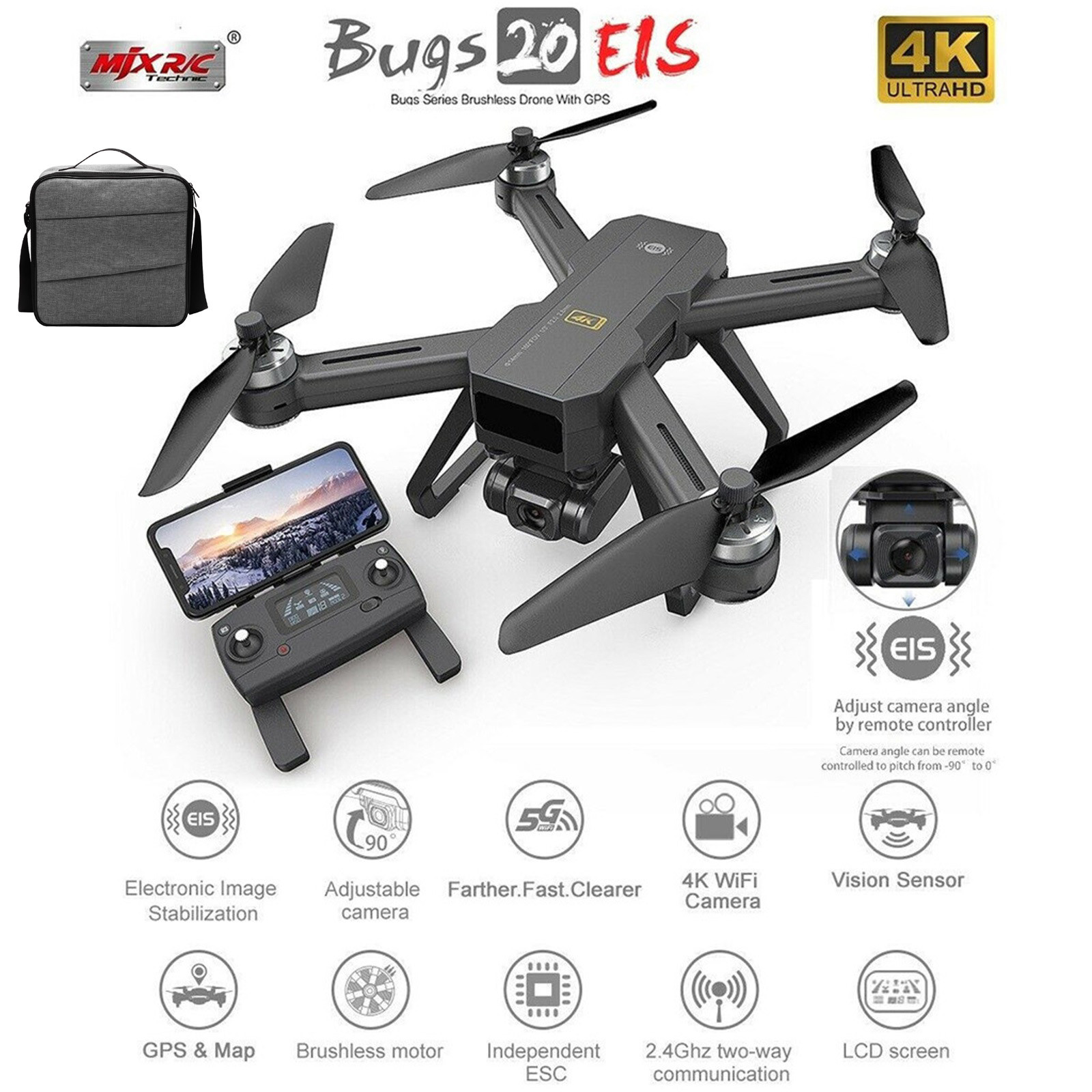 

MJX Bugs 20 / B20 EIS Drone RC Quadcopter 4K 5G GPS FPV HD Camera Brushless Protable Dron