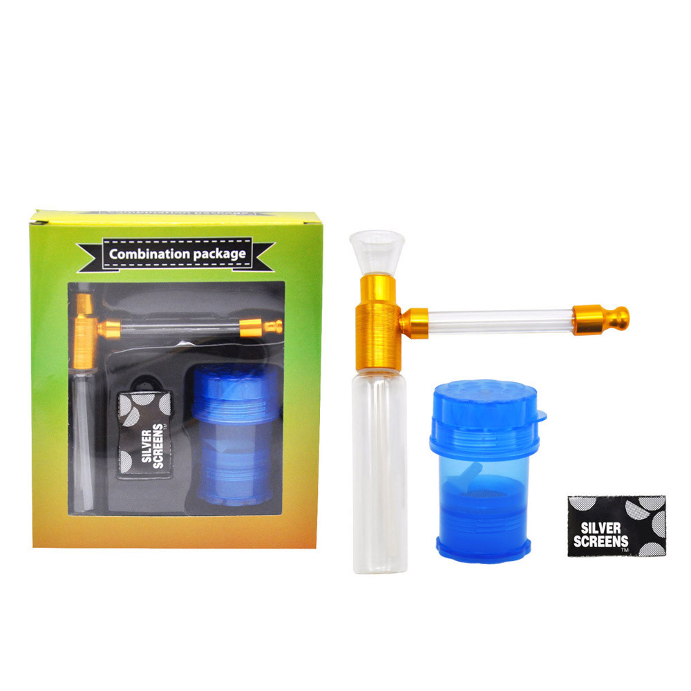 

Latest glass pipe set metal hookah three piece gift box for smoking