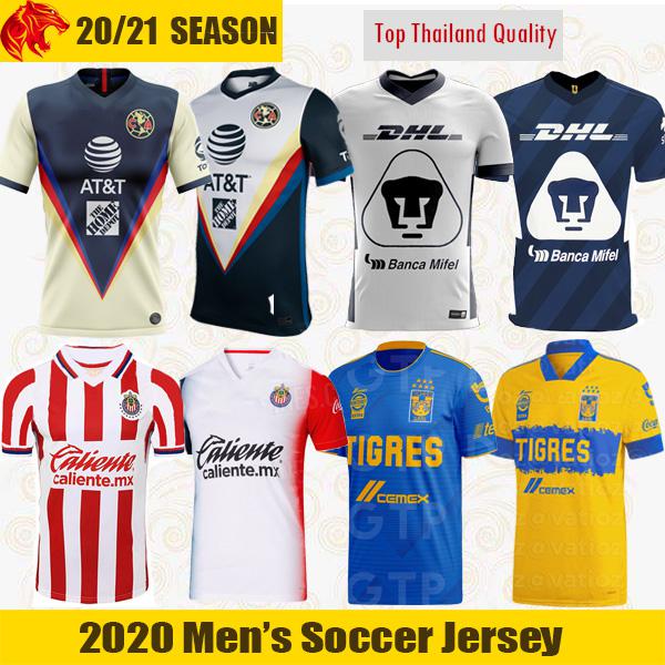 

20 21 Club America Soccer Jerseys UNAM 2020 Tigres UANL Liga MX Chivas de Guadalajara Football Shirt Santos Laguna Jersey, Black;yellow