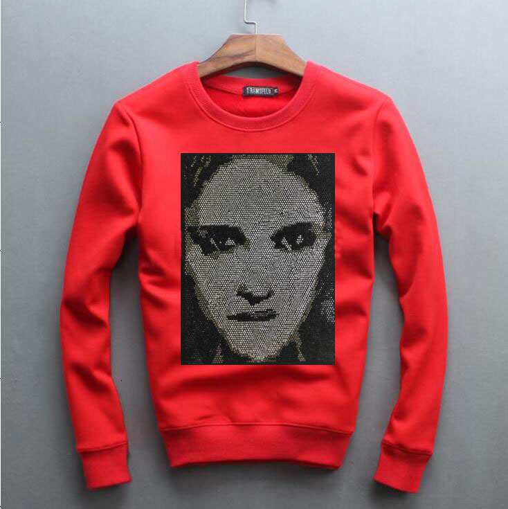 

2021 New Sweatshirt Men Rhinestone Long Sleeve Hoodie Autumn Winter Sweatshirts Coat for Big Boy M-4xl W3sj, As shown