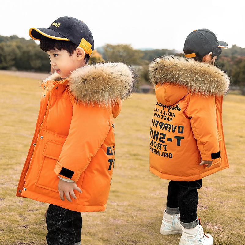 

Down Coat 2022 KIDS Children Boy Winter Duck Real Fur Hooded Jacket Baby Clothing Outwear Child 4 6 8 10 Clothes, Blue;gray