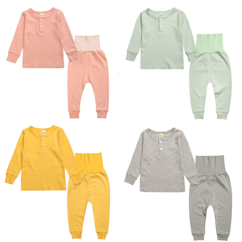 

2021 New Cotton Kids Sets Spring Autumn Boys Pajamas Suit Long Sleeve Sleepwear+pants 2 Piece Children Home Clothes 2rhd, White