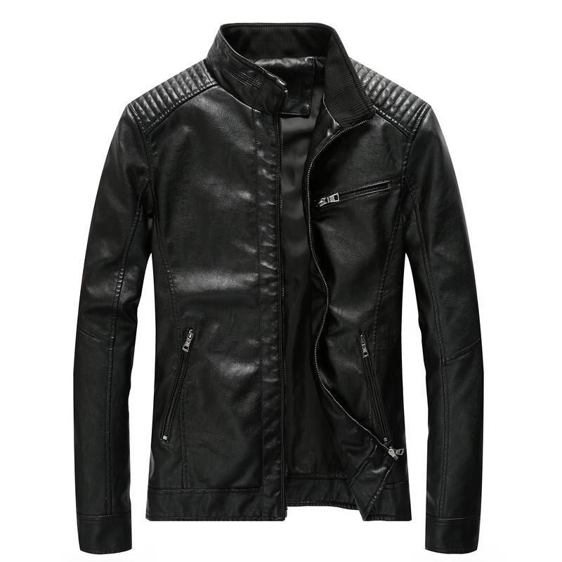 

Men's Fur & Faux Winter Leather Jacket Motorcycle Plus Velvet Men Windproof PU Collar Solid Color Coat Big Yards, Black