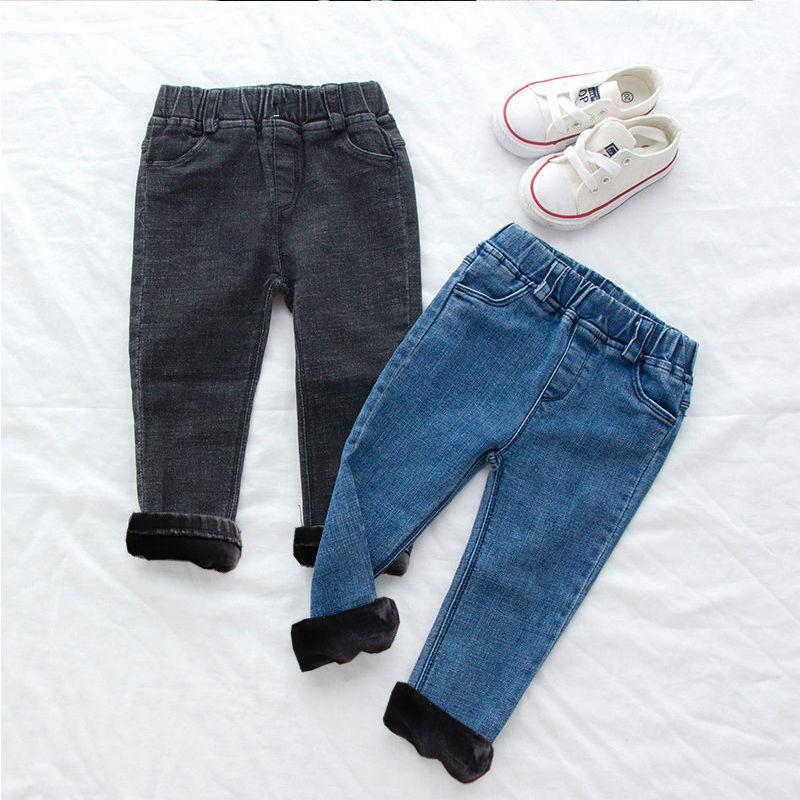 

Girls Boys Jeans Fall/Winter Outerwear Pants Children's Trousers Slim Stretch Pants Baby 9M-7T, Blue thin