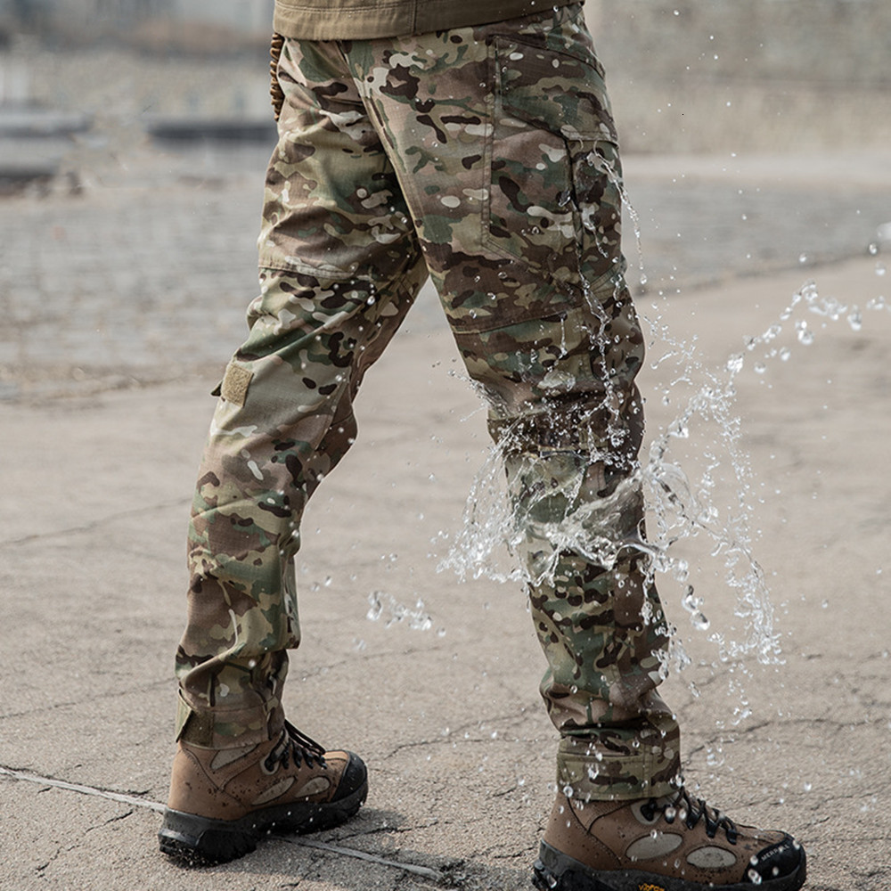 

2021 Top Quality New Tactical Men Waterproof Camouflage Knee Reinforced Airsoft Durable Hunting Pants Isev, Snack camo
