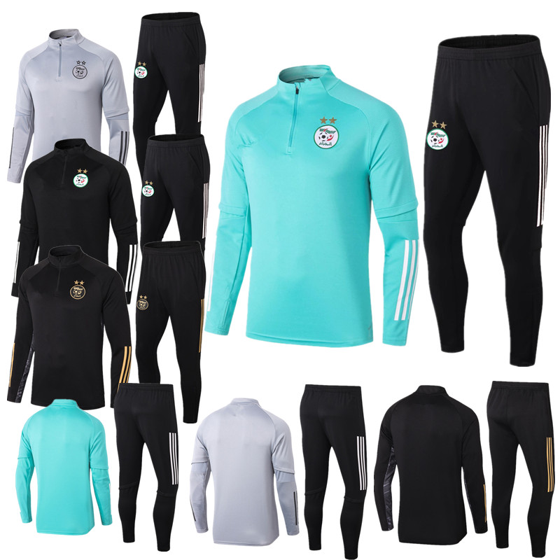 

20 21 Algeria MAHREZ FEGHOULI football training suit SLIMANI BENNACER men's long-sleeved training suit suit, Black