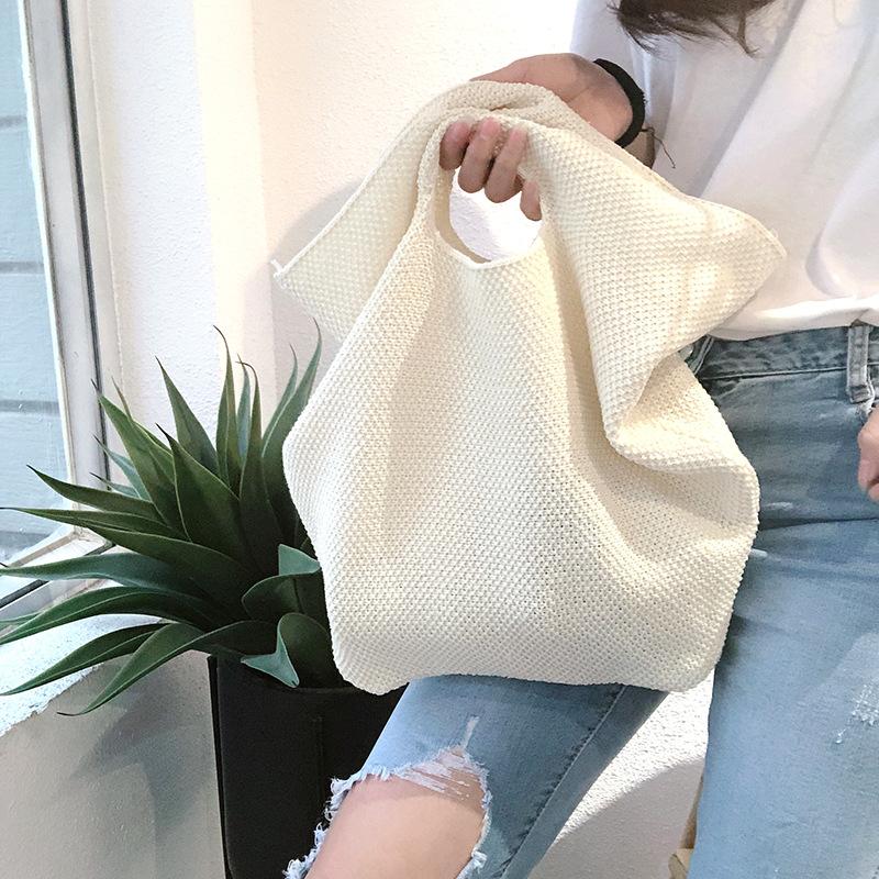 

Evening Bags Luxury Desginer Handbags Summer Lady Knitting Beach Bag For Women Trend Woolen Yarn Handmade Weave Shoulder Underarm Tote, Brown