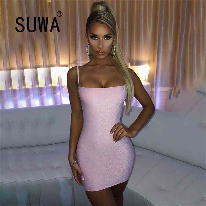 

Wholesale Trendy Chic Summer Spaghetti Strap Dresses For Women Party And Wedding Elegant Prom Mini Robe Birthday Outfits 210525, Pink