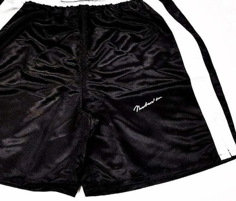 

Muhammad Ali signed AUTOGRAPHED black BOXING shorts Trunks, As photo