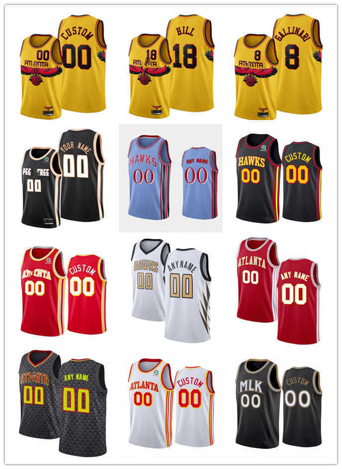 

75th Custom Men Women Youth Atlanta's Hawks's 2 Sharife Cooper 10 Gorgui Dieng 8 Danilo Gallinari 5 Kevin Knox II Basketball Jerseys, Black;red